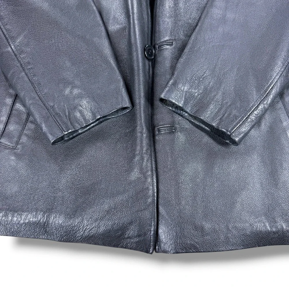 VTG Hind Leather Jacket Mens 3XL Black‎ Genuine Leather Faux Fur Lined Coat
